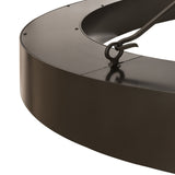 Closeup view of metal frame and suspension arm connections.