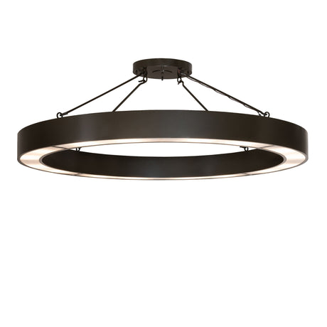 Loxley Escabroso semi-flushmount ceiling light glowing with soft Whitestone Idalight.