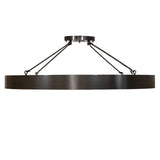 Side view of semi-flushmount highlighting slim profile and circular metal frame.