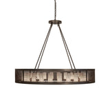Side lit view of the Loxley Golpe chandelier displaying vertical cylindrical lighting.