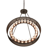 Top angle view of the Loxley Golpe chandelier showing circular light ring.