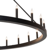Close-up of 24 light chandelier ring with candle-style lights.