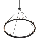 Top view of 24 light chandelier with radial support rods.