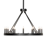 Side view of ring chandelier with suspension rods.