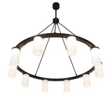 Bottom angle view of chandelier with hanging lights.