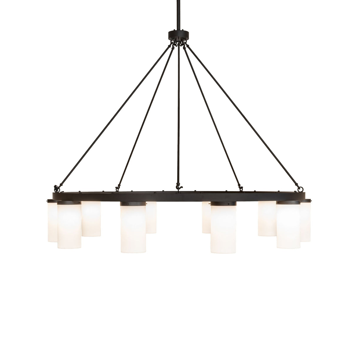 Side view of chandelier showing suspension rods.