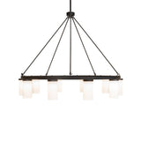 Side view of chandelier showing suspension rods.