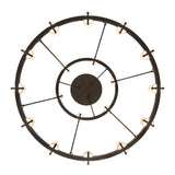 Bottom view of Loxley two tier 18 light chandelier ring layout and rod connection.