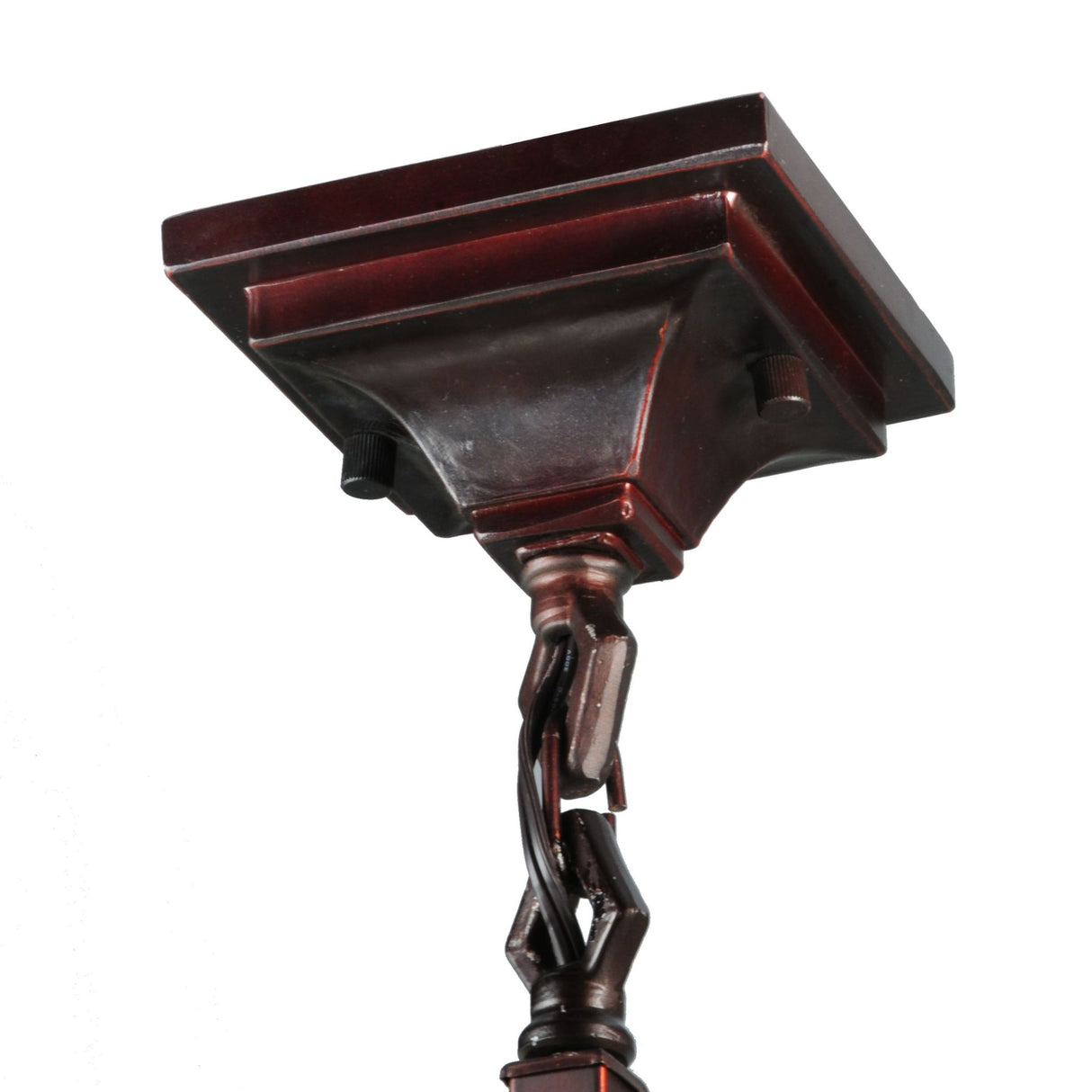 Close-up of the hardware with a Mahogany Bronze finish on the Mackintosh Leaf Mini Pendant.