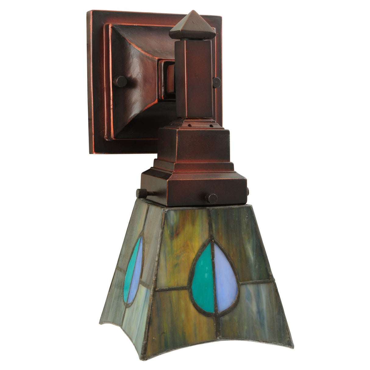 Mackintosh Leaf Wall Sconce with stained glass shade.