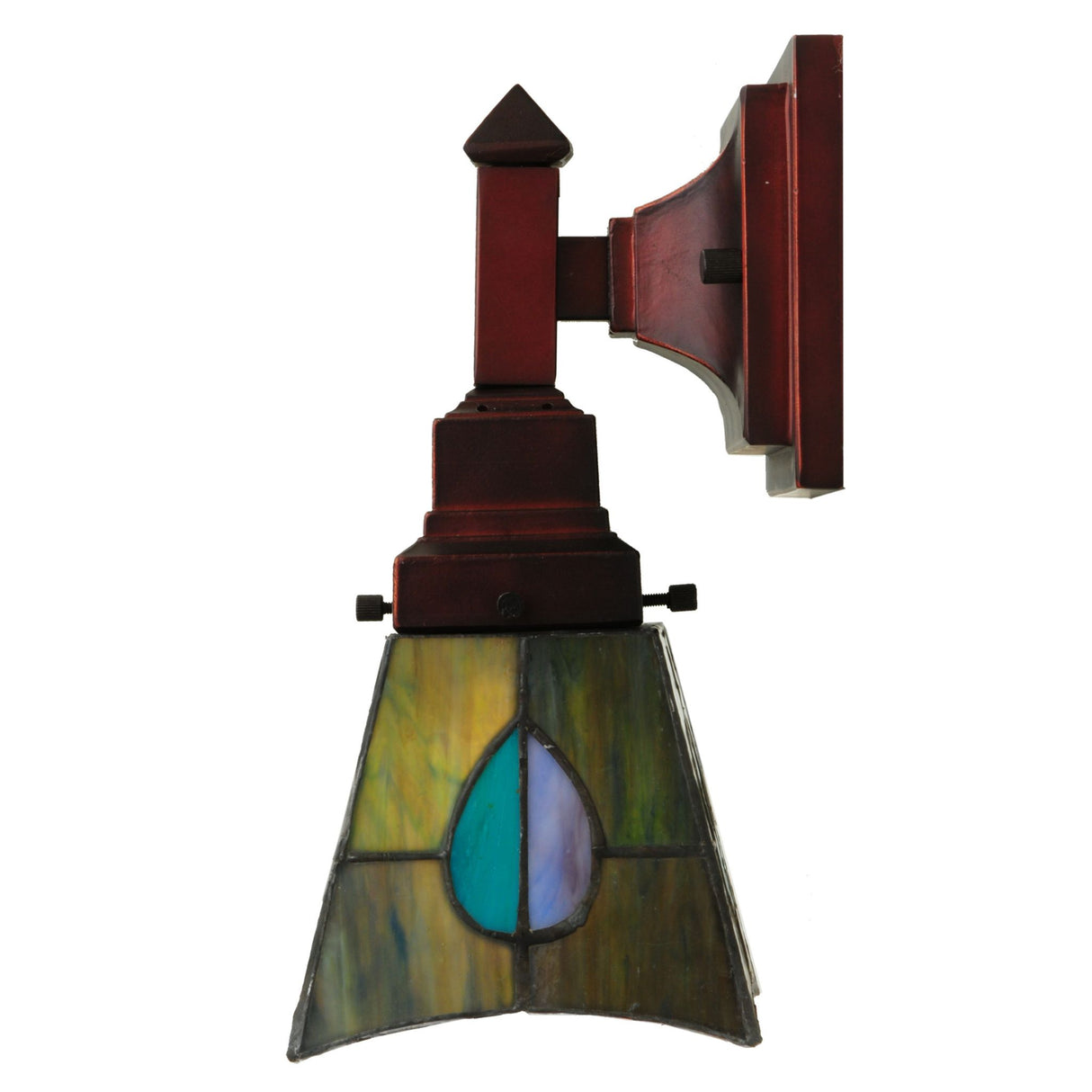 Side view of the Mackintosh Leaf Wall Sconce highlighting bronze frame.