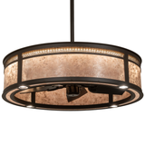 Warm lit angle view of Maglia Semplice Chandel-Air with mica panels