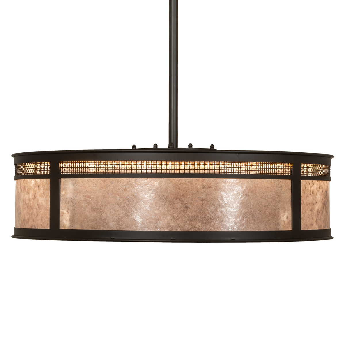Side view of lit Maglia Semplice Chandel-Air with warm glow