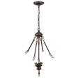 Antique-style mahogany bronze hanging light fixture with three lights, perfect for any space.