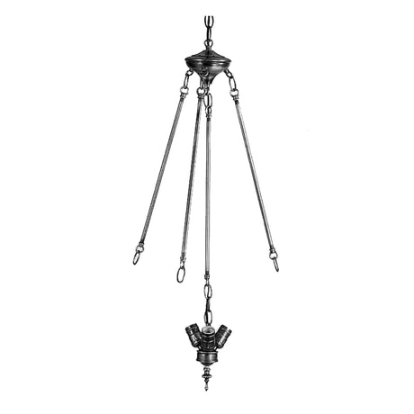 Side view of the Mahogany Bronze 3-Light Inverted Pendant Hardware with adjustable height feature.
