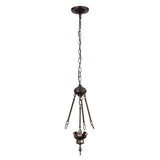 Classic mahogany bronze 3-light inverted pendant hardware.