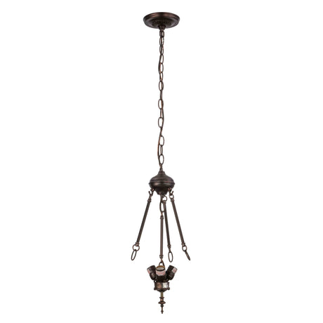 Classic mahogany bronze 3-light inverted pendant hardware.