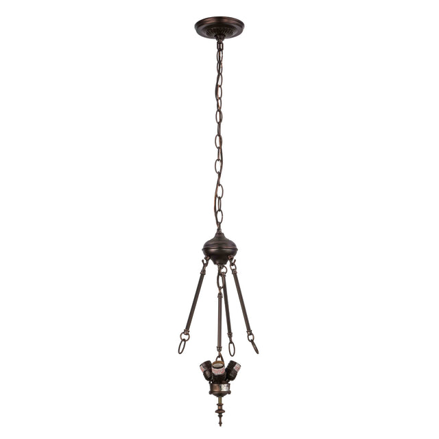 Classic mahogany bronze 3-light inverted pendant hardware.