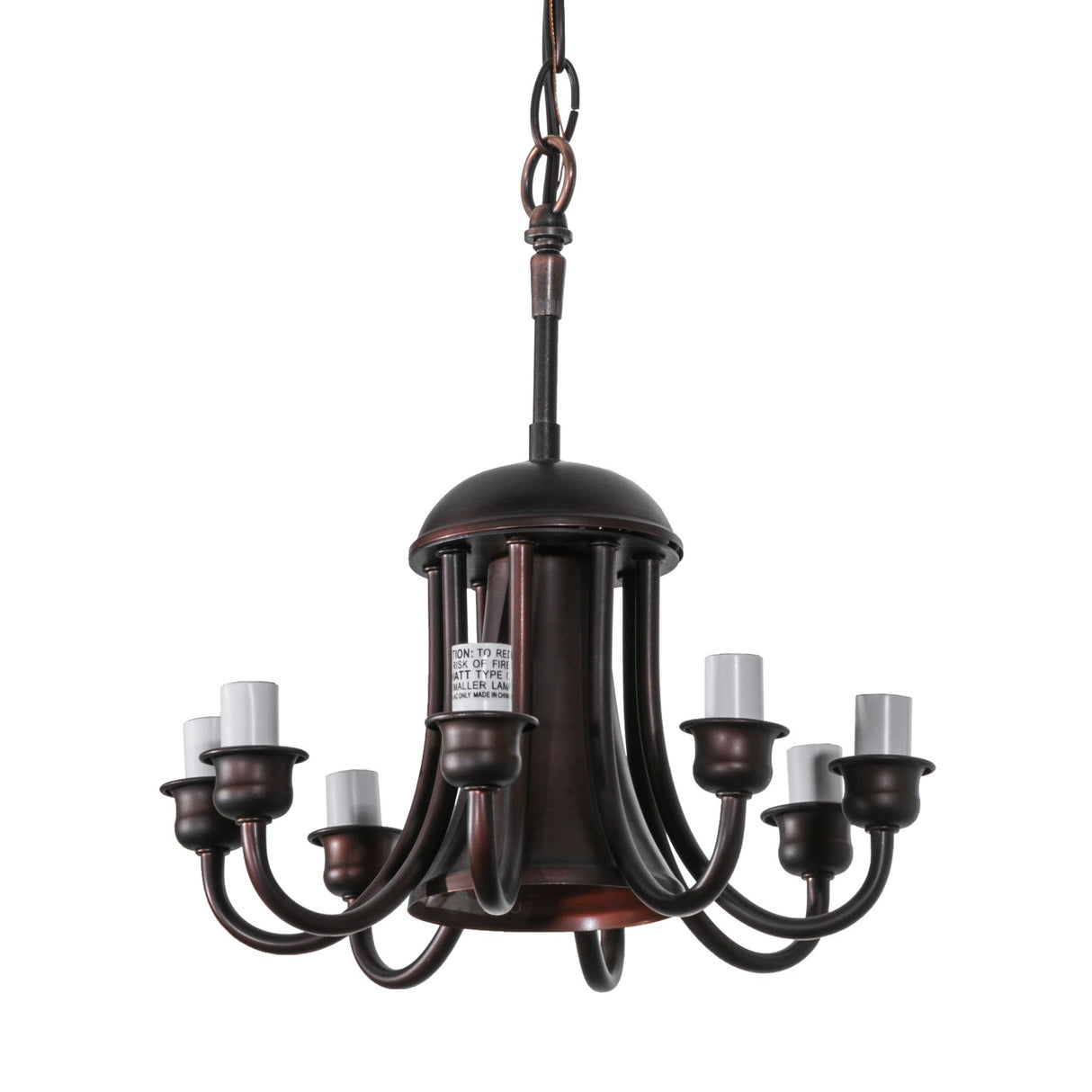 Elegant Mahogany Bronze 8-light downlight chandelier with classic curved arms.