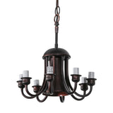 Elegant Mahogany Bronze 8-light downlight chandelier with classic curved arms.