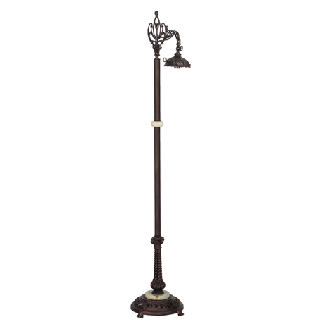 Mahogany bronze bridge arm floor lamp base full height.