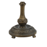 Front view of raised mahogany bronze floor lamp base with sculpted column.