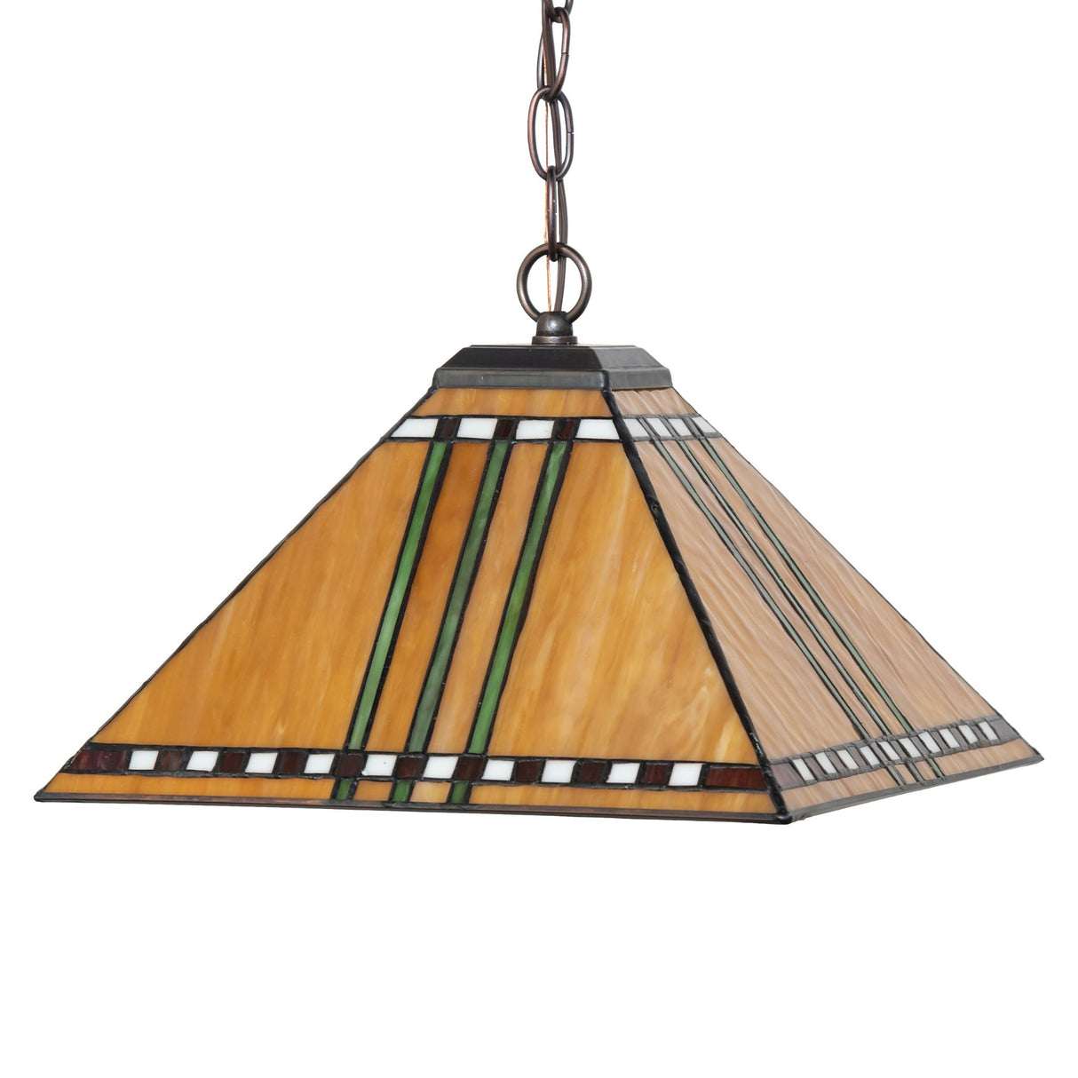 Unlit view of the 13-inch Prairie Corn Pendant in mahogany bronze finish.