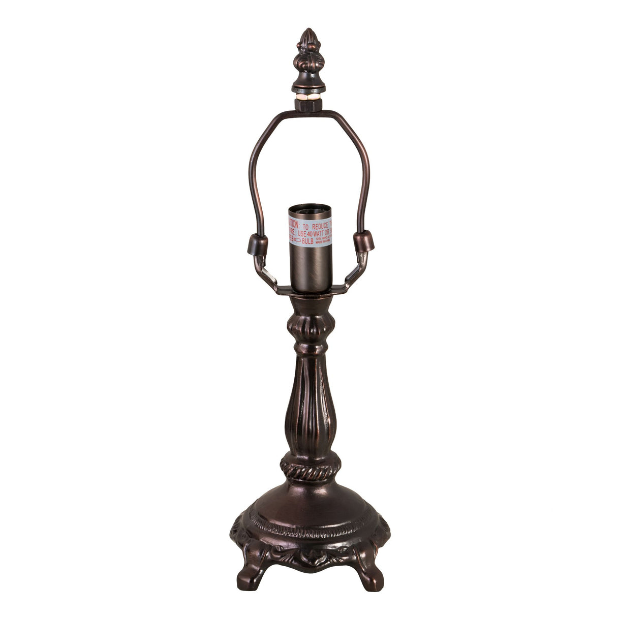 front view of mahogany bronze table lamp base with sleek and durable design.