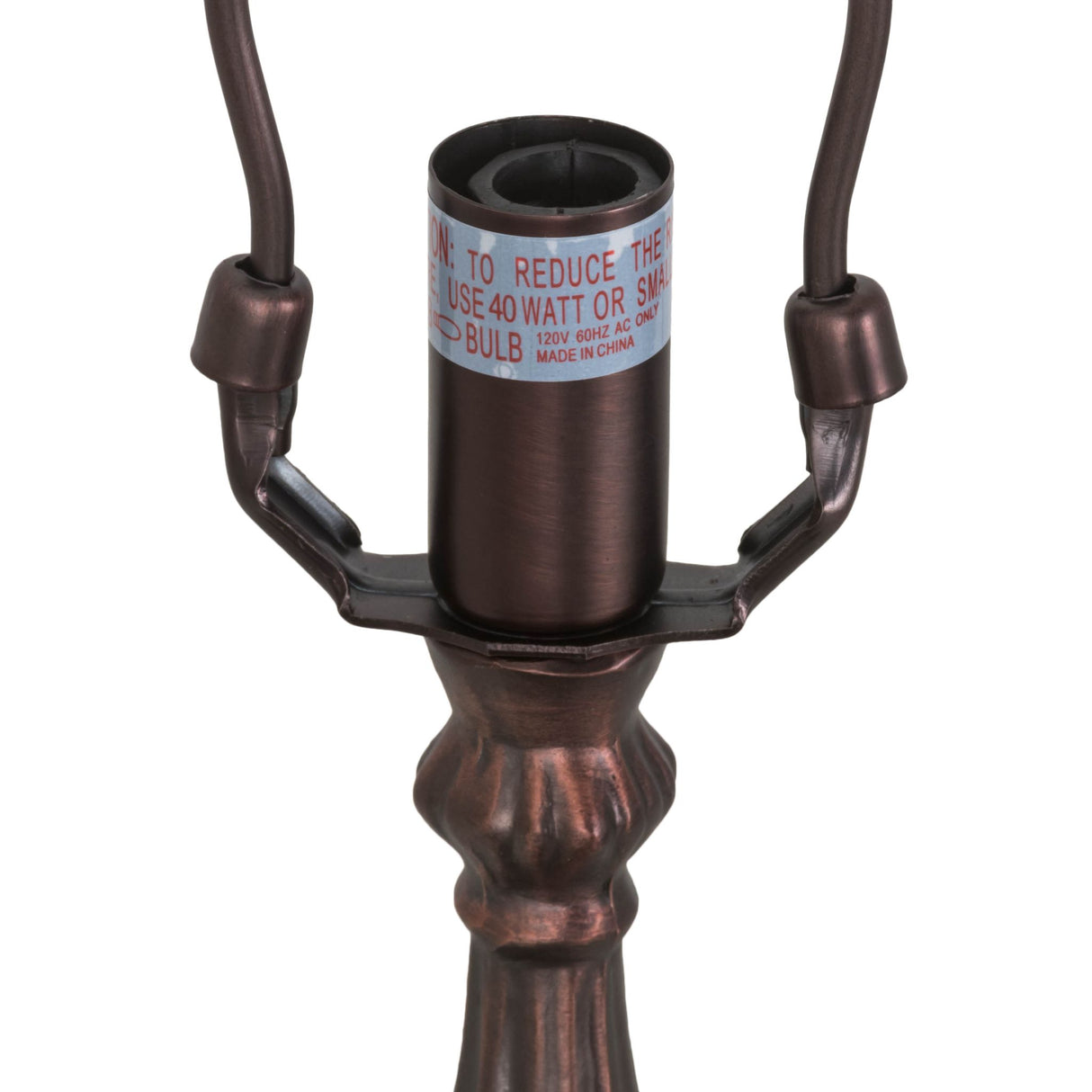 top view of mahogany bronze table base designed to pair with custom lamp shade.