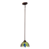 Full-length view of the Tiffany Honey Locust Pendant with bronze chain and rod.