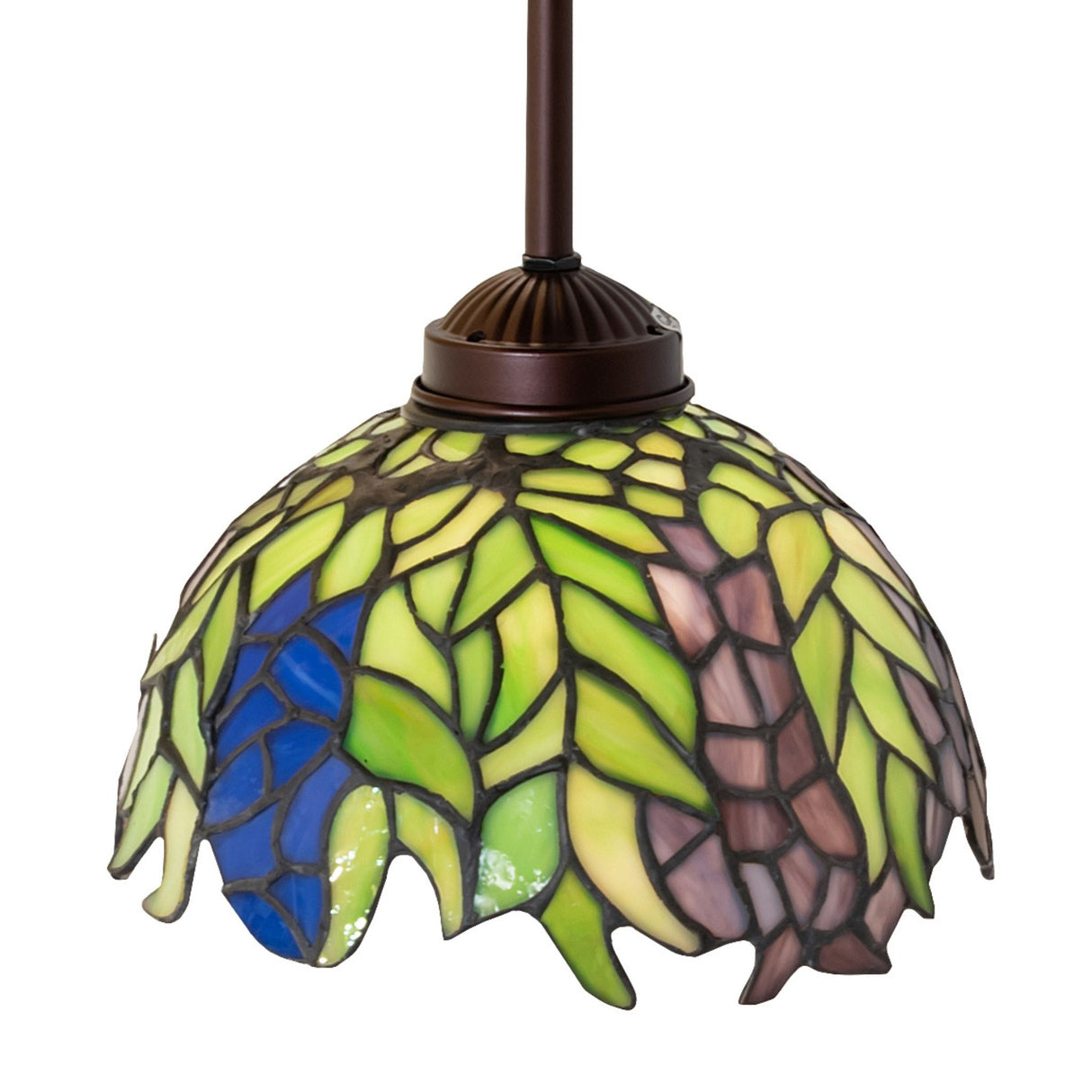 Side view of the Tiffany Honey Locust Mini Pendant with petal-shaped edges.