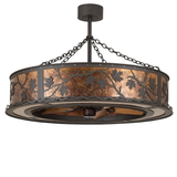 Unlit angled view showing maple leaf patterns and bronze frame.