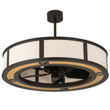 Unlit front view showing bronze frame and Maplewood diffuser design.