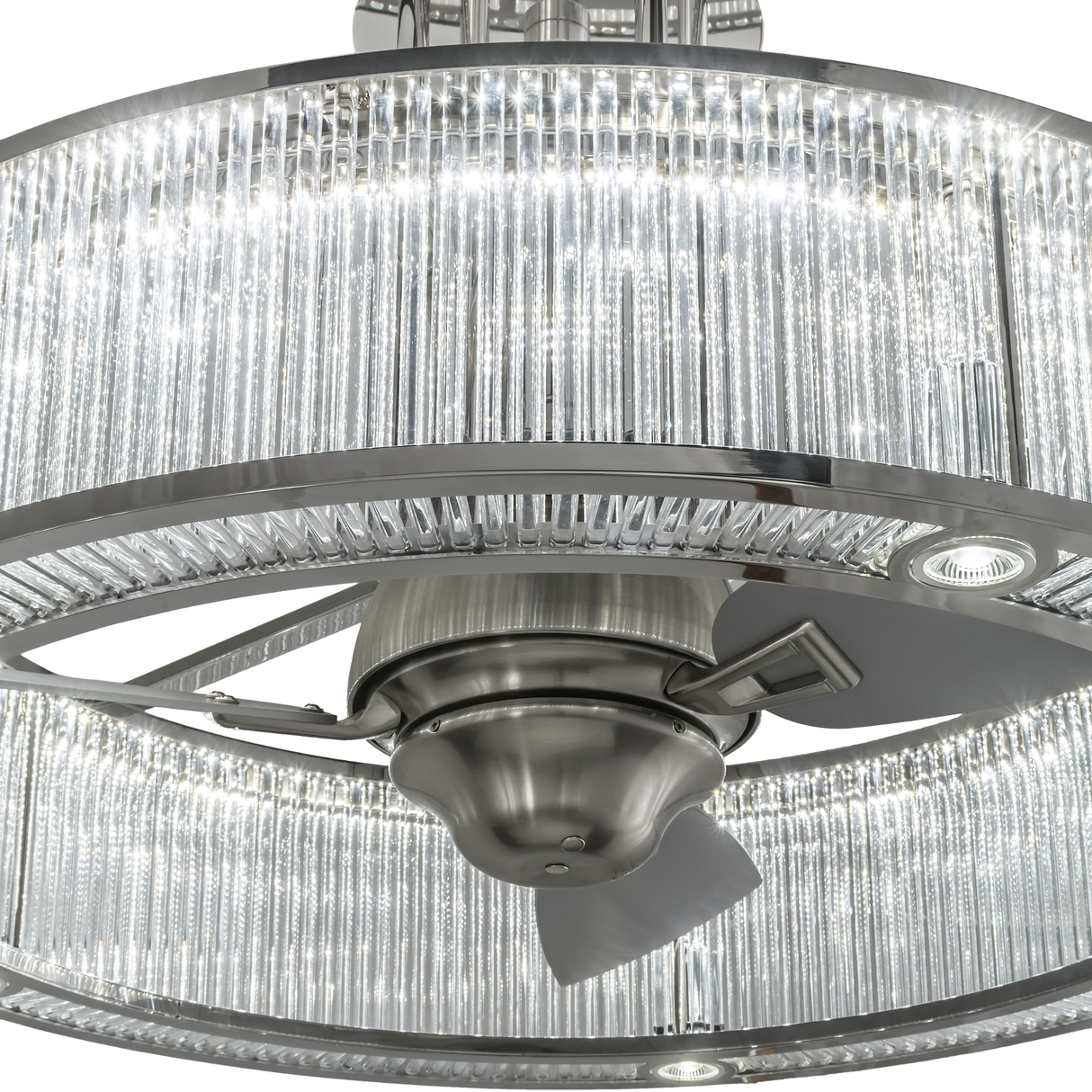 Closeup lit view highlighting crystal-clear prismatic glass detail.