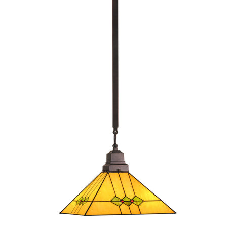 Martini Mission pendant showcasing olive green and red accents on the stained glass shade.