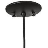 Mason jar black pendant light canopy with knobs and suspended cable.