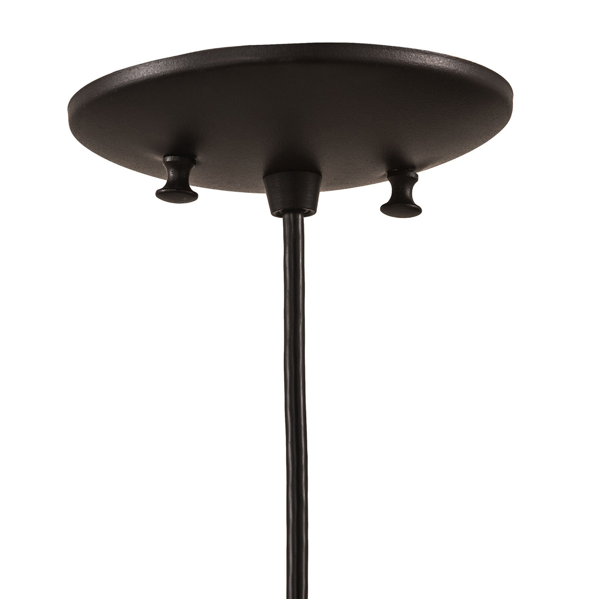 Black ceiling mount of a Mason jar mini pendant.