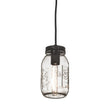 Clear mason jar mini pendant with textured black hardware.