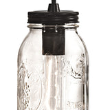 Close-up of the textured lid on mason jar mini pendant.