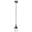 Mission-style 4-light hanging fixture with pull chains and Mahogany Bronze finish.
