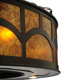 Close-up of amber mica diffuser and bronze hilltop pattern.