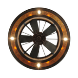 Bottom view showing fan assembly and lighting ring pattern.