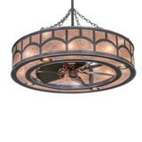 Bottom lit view displaying integrated fan and glowing mica panels.