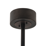 Closeup showing ceiling canopy and suspension rod in bronze finish.