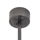 Closeup of ceiling canopy and downrod in metallic finish.