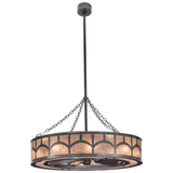 Full view showing entire hanging fixture with silver mica glow.