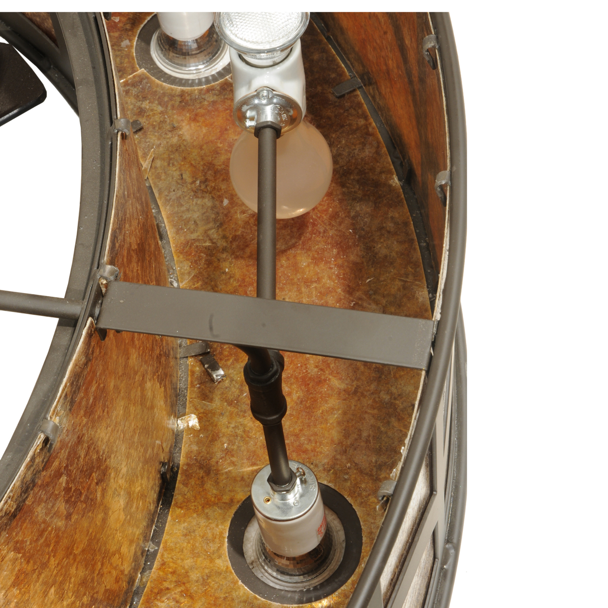 Close interior detail showing bulb sockets and mica lining.