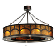 Mission Hill Top Chandel-Air glowing with Amber Mica diffuser and Copper Vein frame.