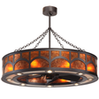 Mission Hill Top Chandel-Air lit front angle view with Amber Mica shade.