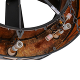 Interior view showing sockets and wiring inside the mica drum.